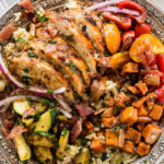 Trying to use up leftovers? This easy chicken spinach and artichoke rice bowls with sweet honey mustard recipe is on point! ohsweetbasil.com