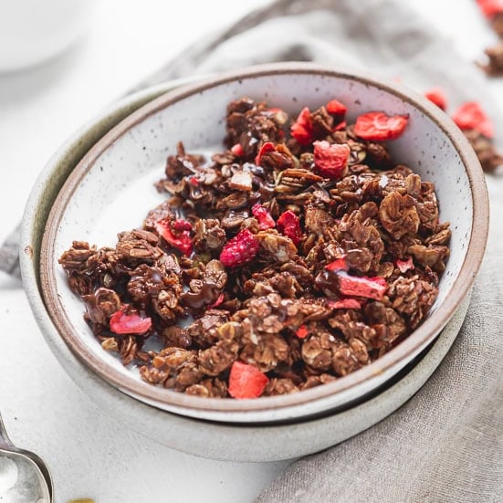 Chocolate Lovers Granola With Strawberries