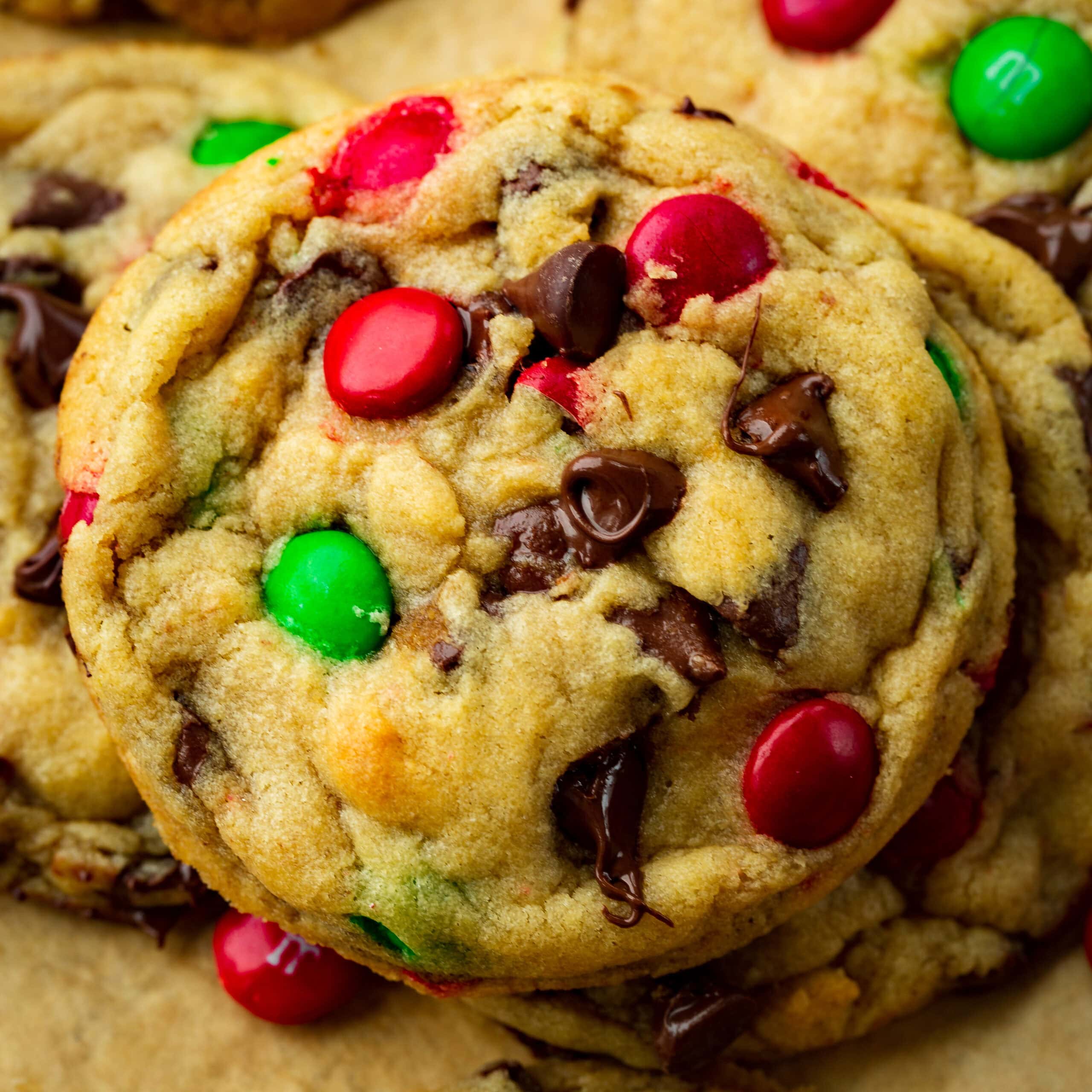 Christmas M&M Chocolate Chip Cookies