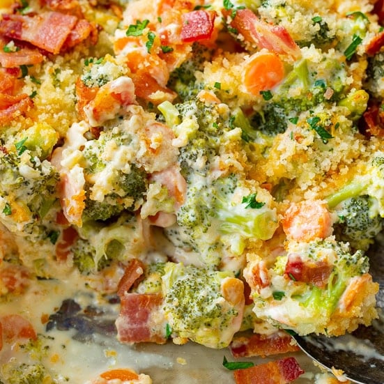 Creamy Cheesy Broccoli Bake with Bacon