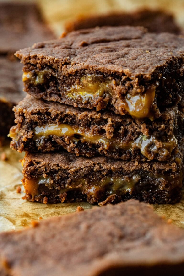 Caramel Brownies Made With 5 Straightforward Components