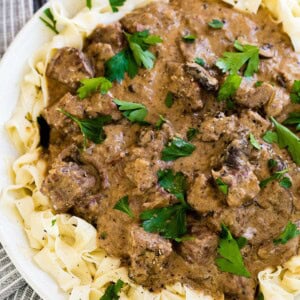 It's so easy to make dinner in an instant pot, but what recipes are good in an instant pot? This instant pot beef stroganoff is a classic! ohsweetbasil.com