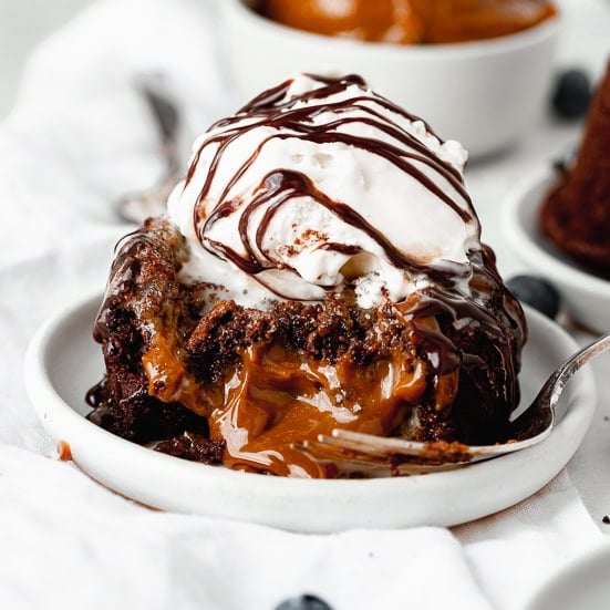 Chocolate Caramel Molten Lava Cakes
