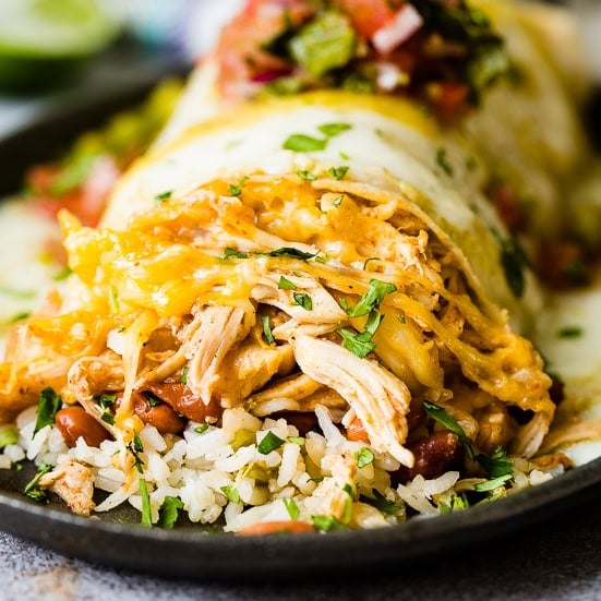 Smothered Honey Lime Chicken Burritos