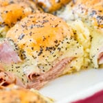 We don't know anyone who doesn't love ham and cheese sliders with poppy seed dressing. This recipe is perfect for leftover ham!