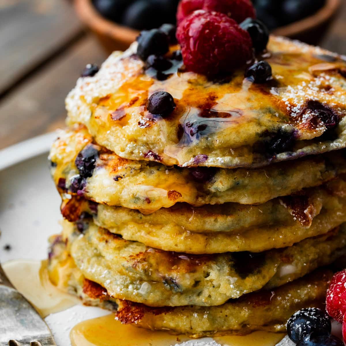Healthy Wild Blueberry Cottage Cheese Pancakes
