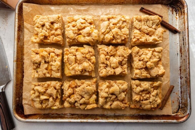 Ina Garten apple pie bars cut into squares