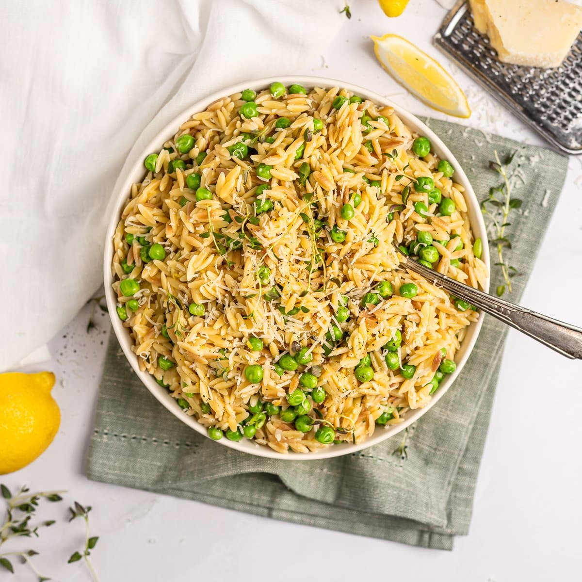 Quick and Easy Lemon Orzo with Parmesan and Peas
