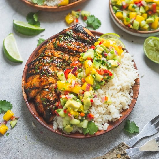 Grilled Cilantro Lime Chicken and Mango Salsa