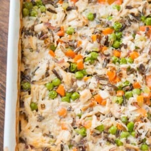 Could the title of this post be any longer? Copycat Milton's creamy chicken with white and wild rice casserole is an easy, freezer friendly meal! ohsweetbasil.com