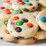 Buttery shortbread m&m cookies! We love making these cookies for school lunches, picnics at the park, or lazy Sunday afternoons! ohsweetbasil.com
