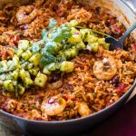 Love our sticky honey lime grilled chicken? This one pot sticky honey lime shrimp with pineapple chimichurri took me only 20 minutes and might be even better! Ohsweetbasil.com