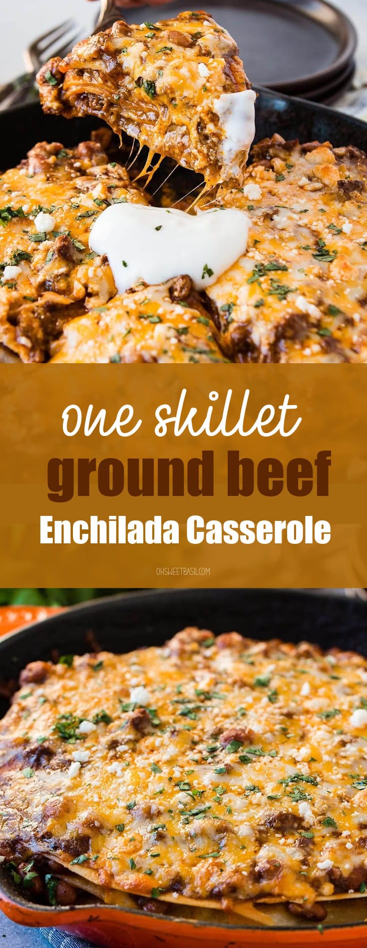 Mexican Ground Beef and beans enchilada tortilla stack