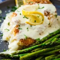 A couple of years ago I won a Knorr Cookoff with this Panko Crusted Chicken with Lemon Cream sauce! It's breaded chicken with a creamy sauce!