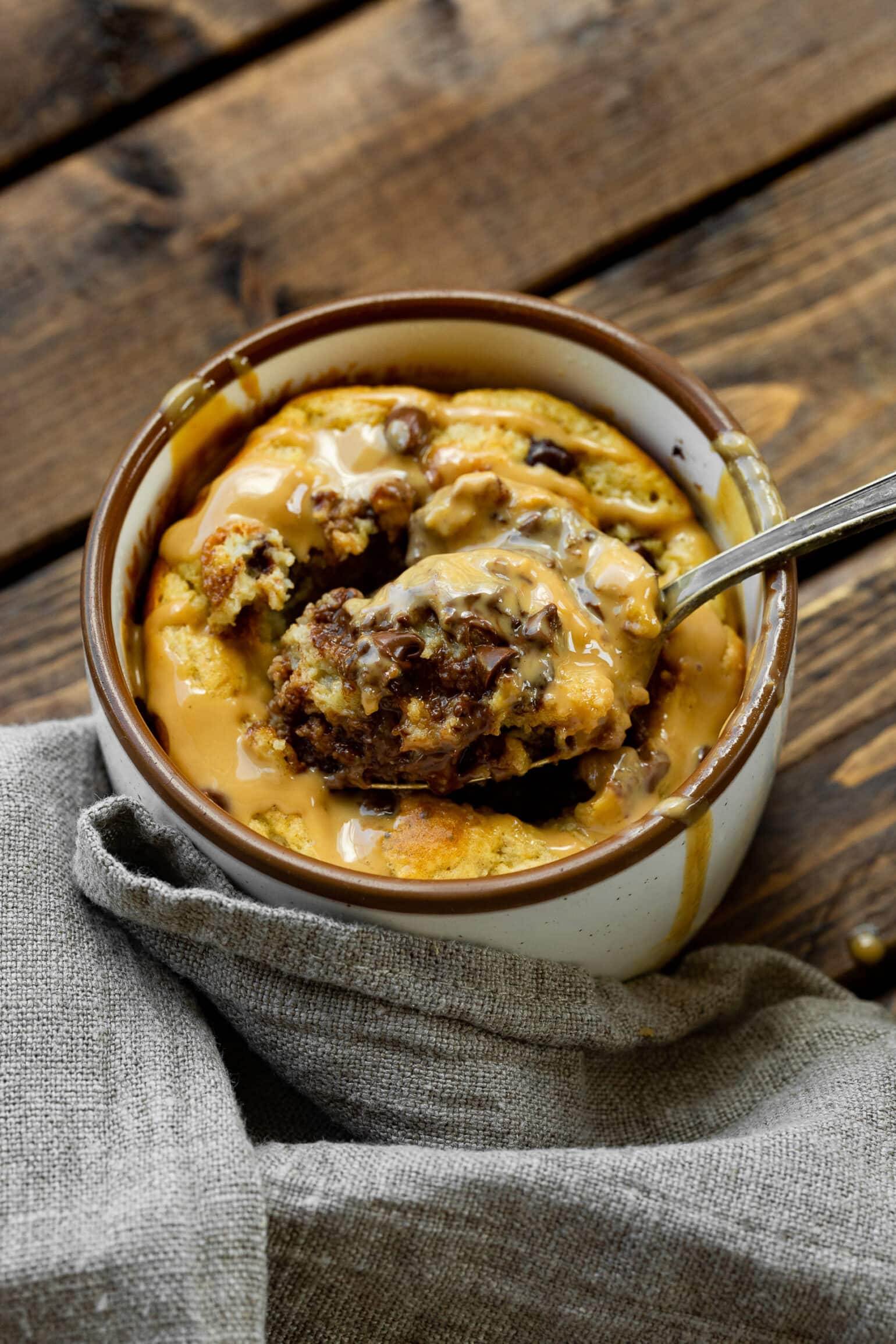 Peanut Butter Choc Chip Oatmeal Mug Cake - Oh Sweet Basil