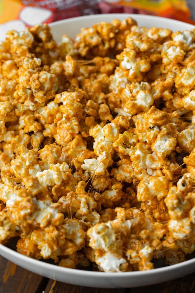 Gooey Pumpkin Spice Marshmallow Coated Popcorn