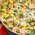 Looking for healthy dinner ideas that are quick and easy and actually taste good? We are loving this healthy sausage kale quinoa skillet lately. ohsweetbasil.com