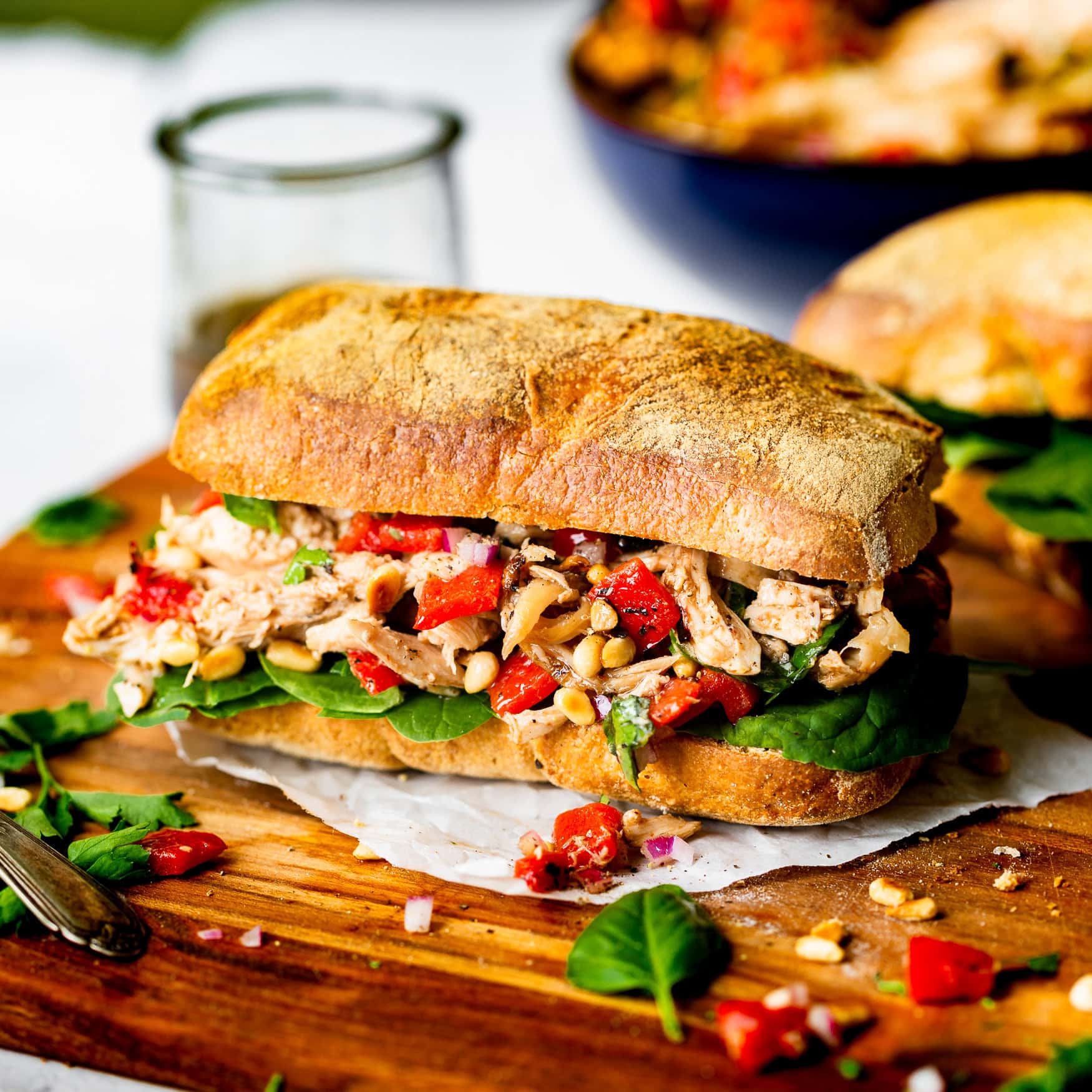 Roasted Red Pepper Chicken Salad with Balsamic Dressing