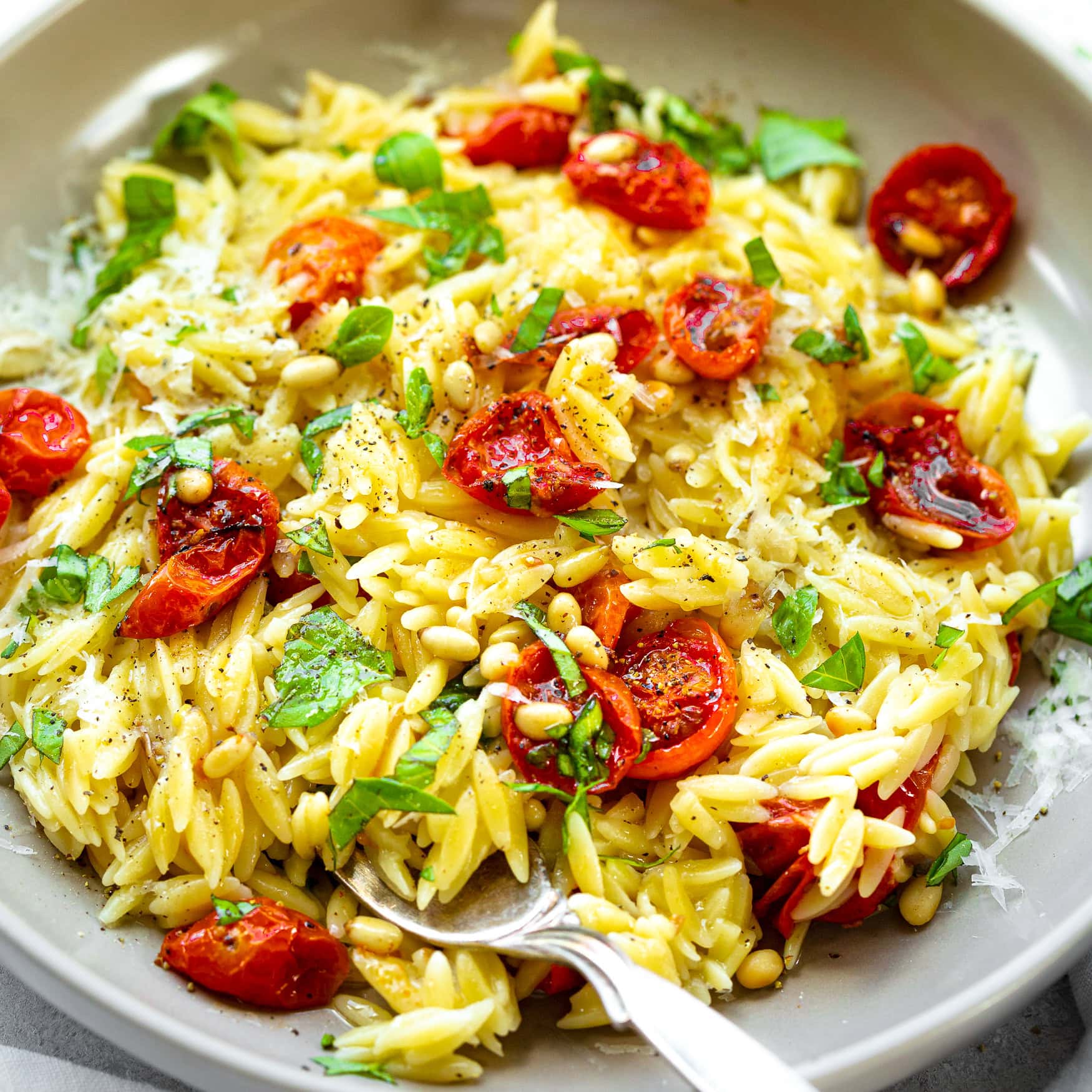 Roasted Garlic Tomato Basil Orzo