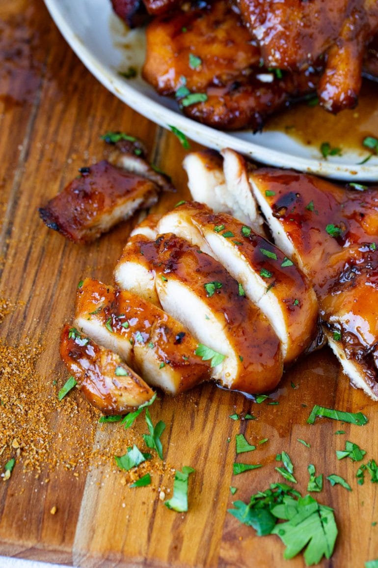 Marinated Smoked Chicken Thighs on the Traeger Oh Sweet Basil