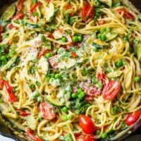 Spicy Queso Pasta Primavera