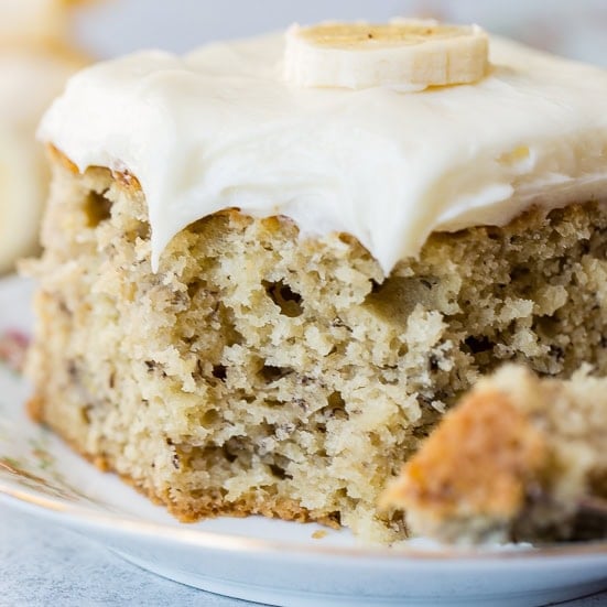 The Best Banana Cake with Cream Cheese Frosting
