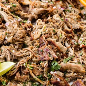 pork carnitas with fresh cilantro chopped up on top